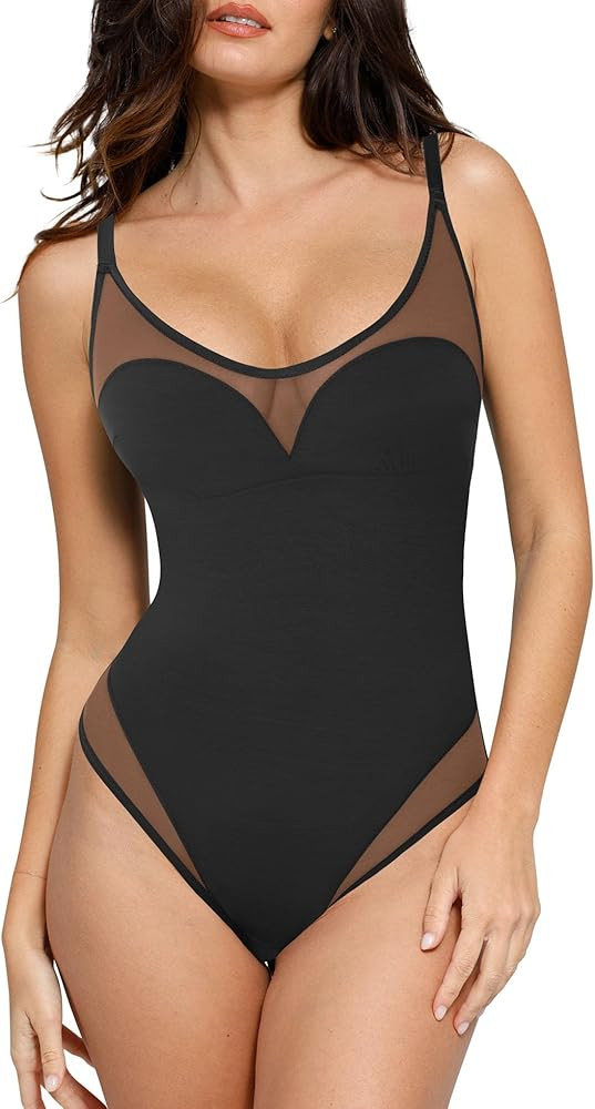 Popilush Shapewear Bodysuit for Women Tummy Control Bodysuits with Built In Bra Spring Tops for W... | Amazon (US)