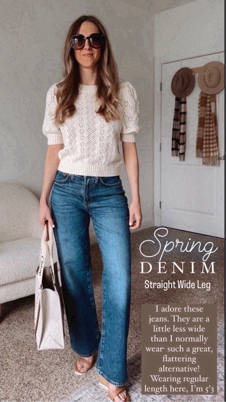 Amazing straight leg jeans for spring!  I am loving this open stitch, crochet puff sleeve top!

#LTKSeasonal #LTKstyletip #LTKworkwear