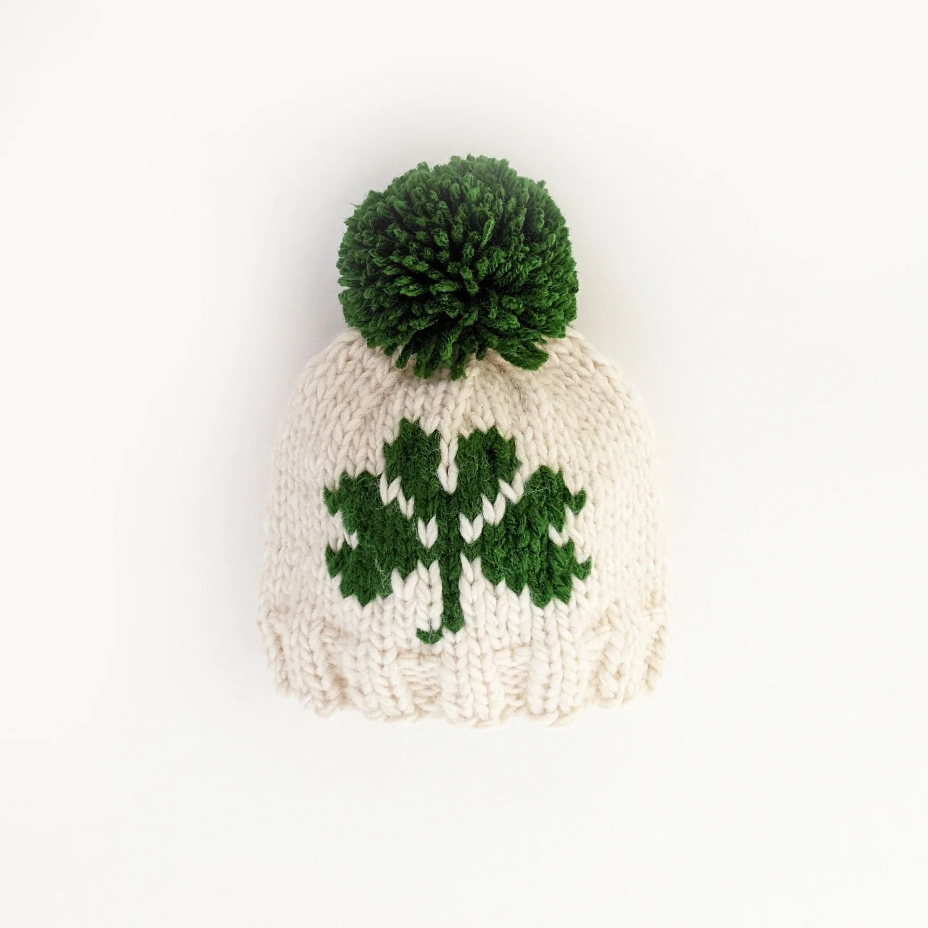St. Patrick's Day Knit Pom Hat, Shamrock | SpearmintLOVE