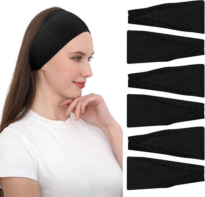 RITOPER Black Workout Head Bands, Wide Thick Headbands, Buttery Soft Non Slip Solid Headband Hair... | Amazon (US)
