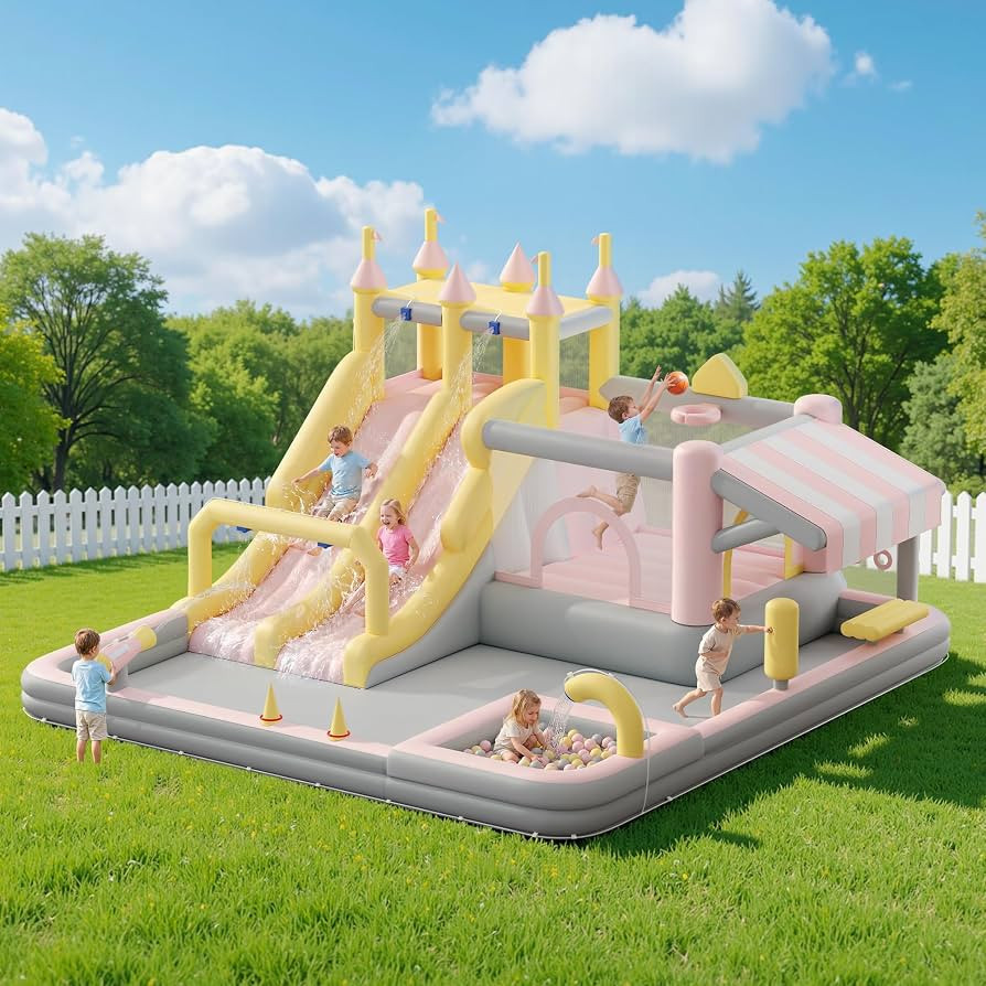 Albott Inflatable Bounce House, Water Slide with Jumping Area, Climbing Wall, Splash Pool and Wat... | Amazon (US)