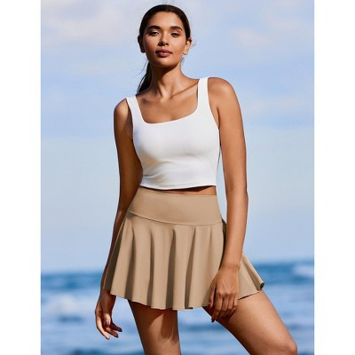 PINSPARK Womens Tennis Skirt Pleated Athletic Skirts with Pockets Shorts High Waisted Golf Skort for Workout Pickleball-Khaki-L | Target
