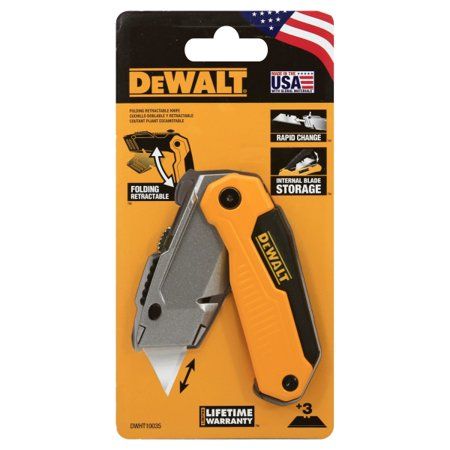 DEWALT DWHT10035L Folding Utility Knife, Retractable, Utility, General Purpose, | Walmart (US)
