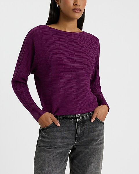 Textured Boat Neck Dolman Sleeve Sweater | Express