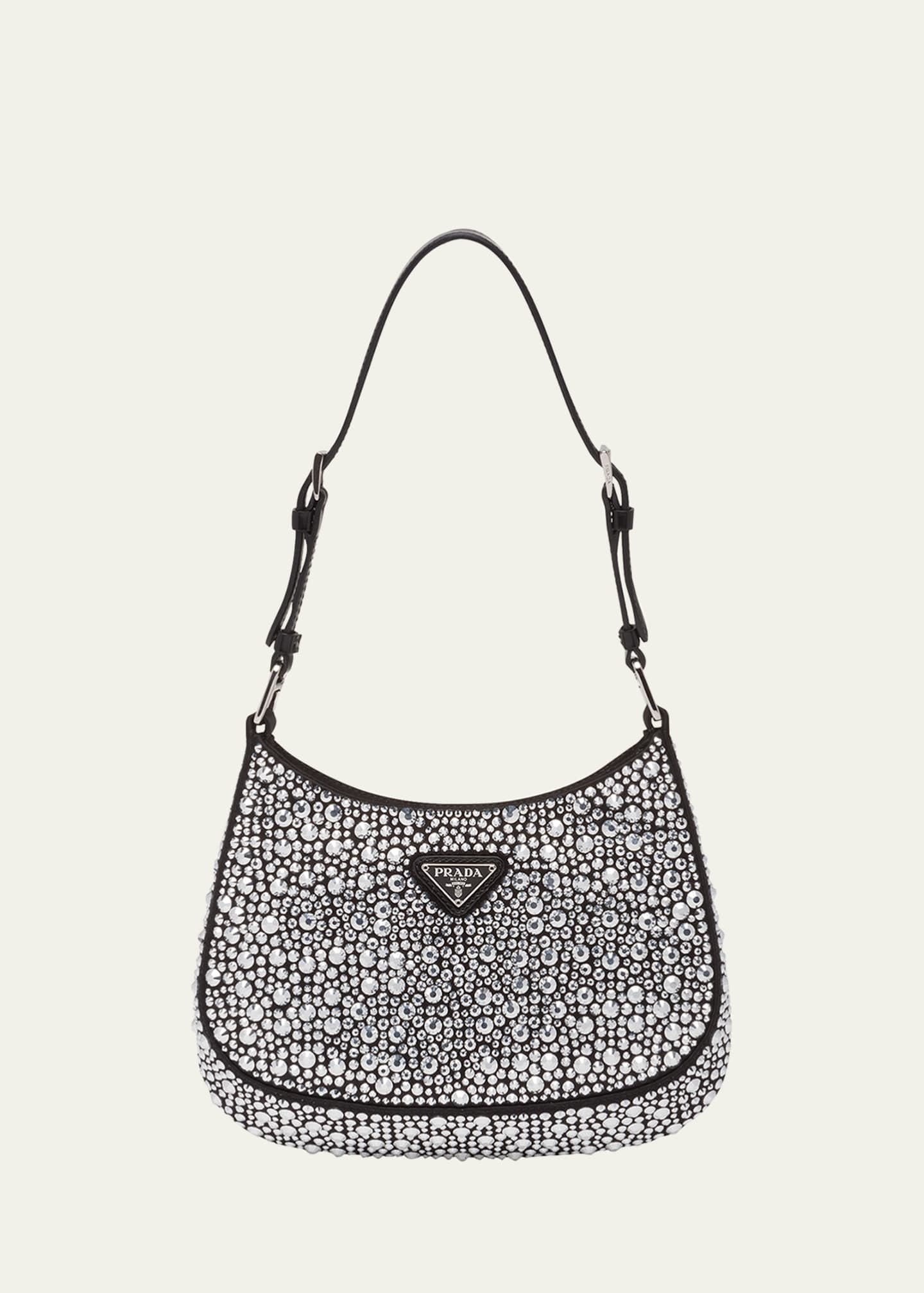 Prada Cleo Crystal Logo Hobo Bag | Bergdorf Goodman