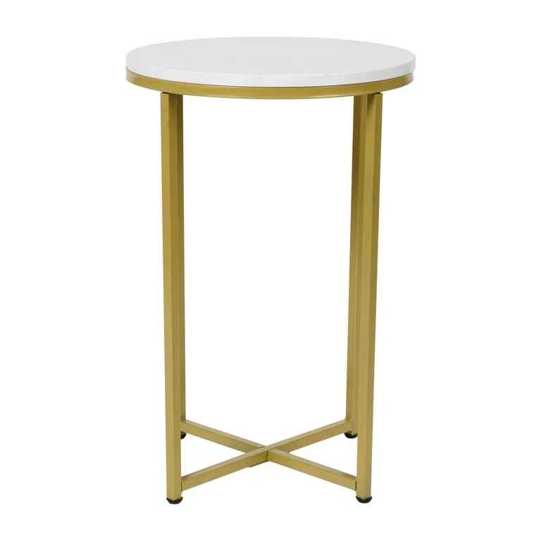 Flash Furniture Hampstead Contemporary End Table, White Marble/Brushed Gold | Walmart (US)