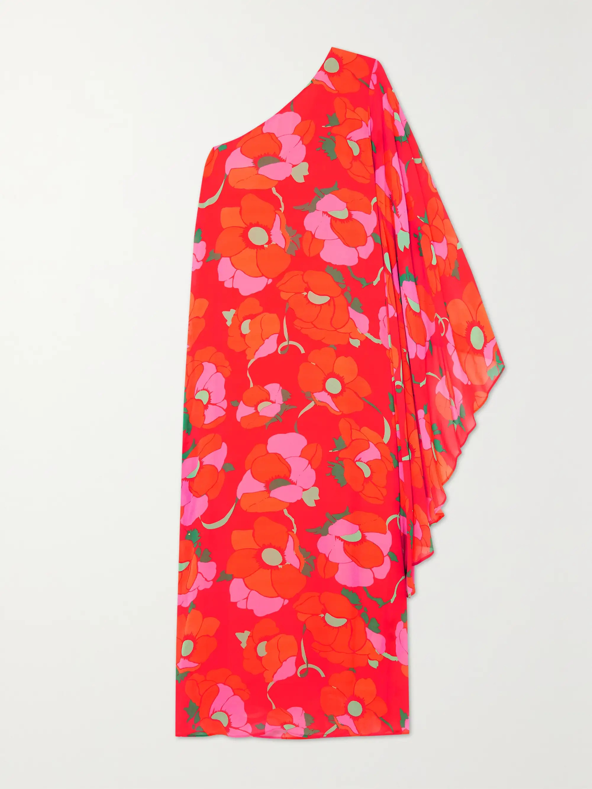 Liza one-sleeve draped floral-print georgette maxi dress | NET-A-PORTER (US)