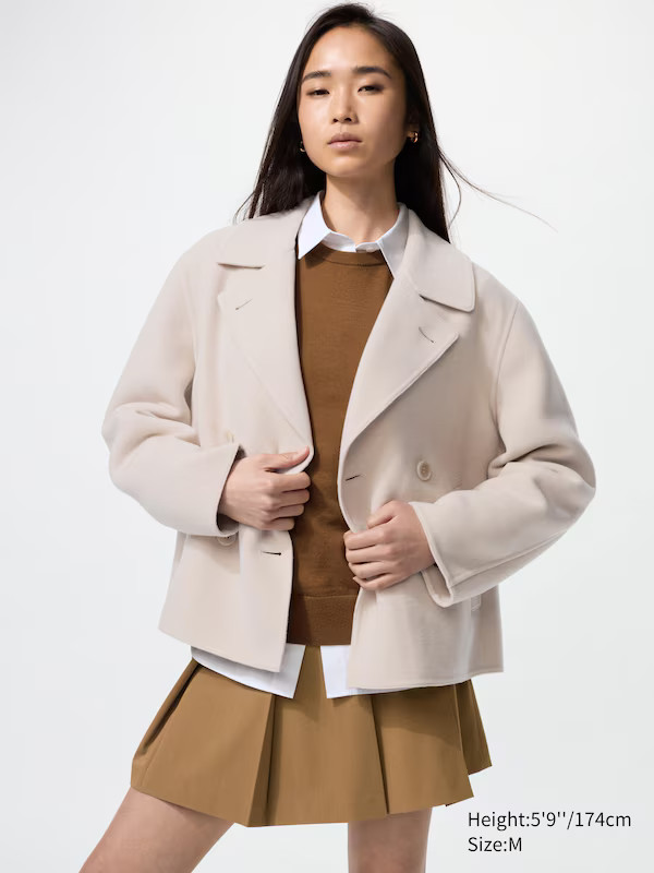 Wool Blend Relaxed Short Coat | UNIQLO (UK)