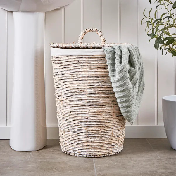White Wash Wicker Laundry Basket | Dunelm (migrated)