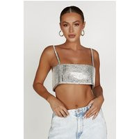 Miriam Mirror Crop Top - Silver | MESHKI US