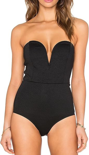 May&Maya Women's Strapless Plunge Neck Bodysuit | Amazon (US)