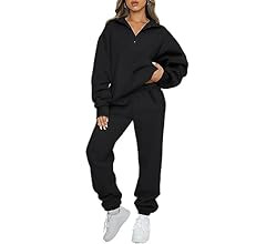 AUTOMET Conjunto de 2 piezas para mujer, sudadera de manga larga con media cremallera y pantalone... | Amazon (US)