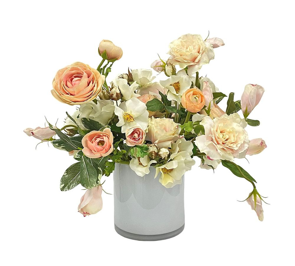 Faux Floral Mix In Cylinder Vase | Pottery Barn (US)