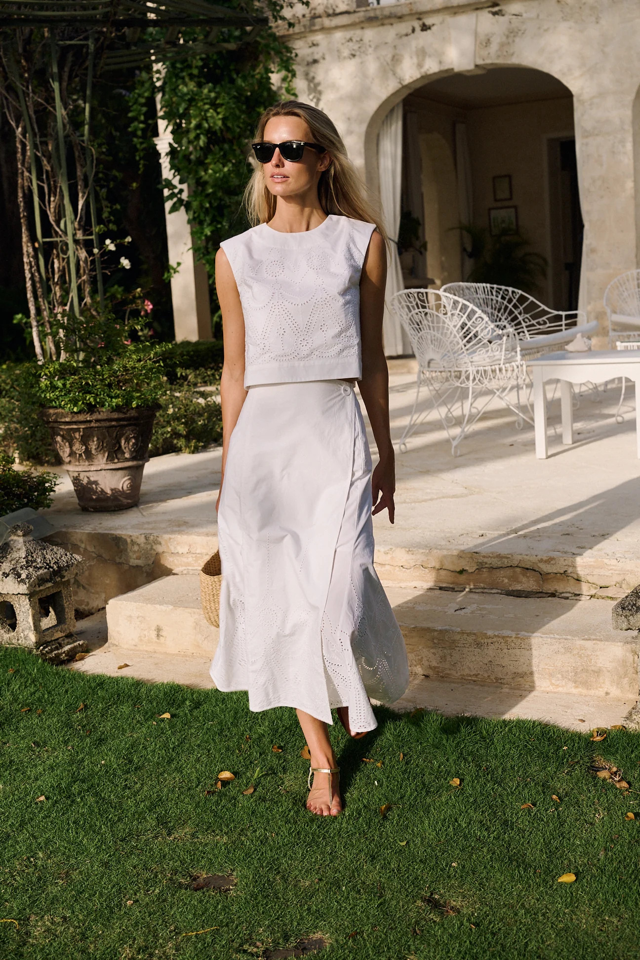 Park Avenue Skirt Eyelet - Blanc | Julia Amory