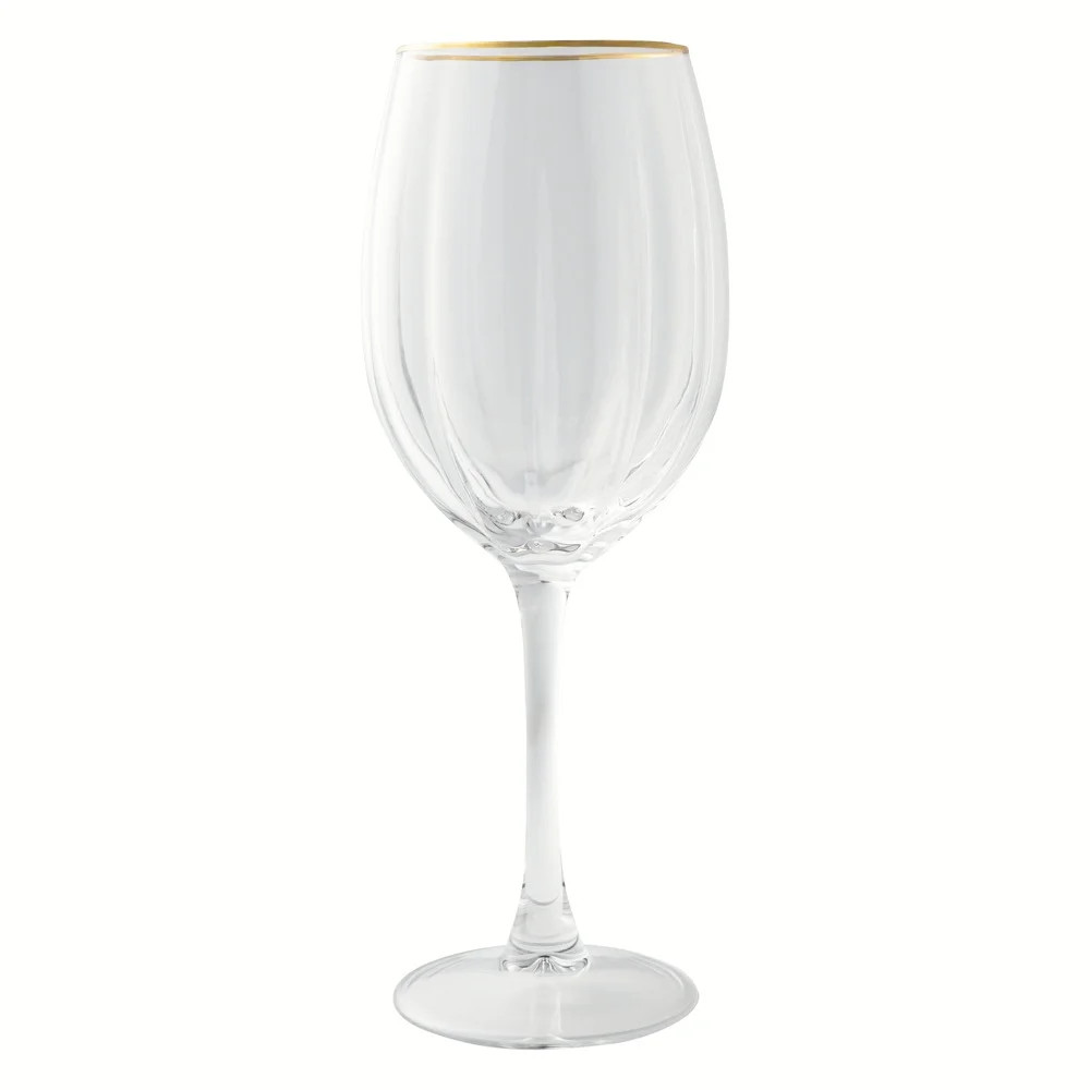 Thyme & Table Scalloped Wine Glass with Gold Rim - Walmart.com | Walmart (US)