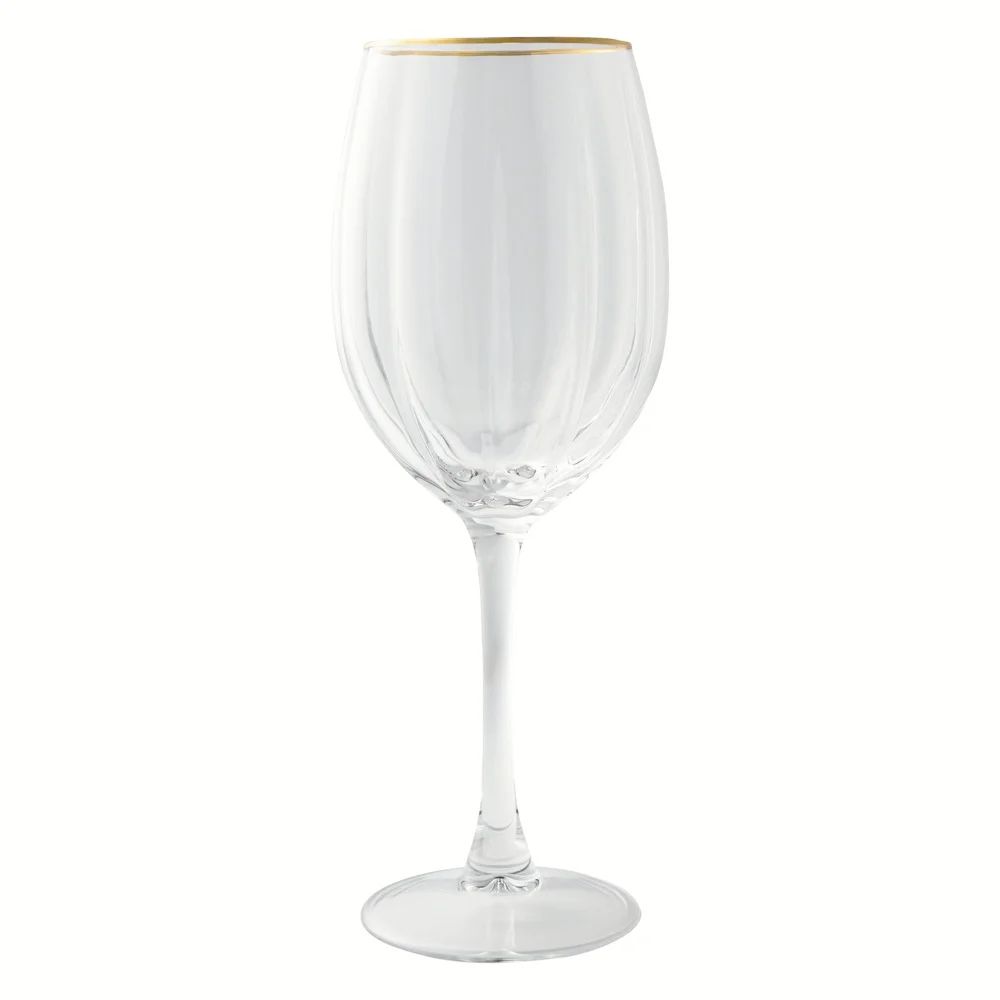 Thyme & Table Scalloped Wine Glass with Gold Rim | Walmart (US)