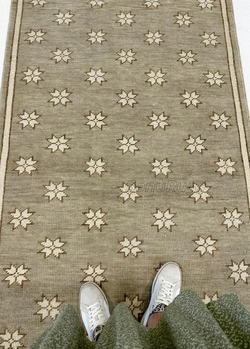 2.5x8 Oushak Runner Rug,Hand Knotted Wool Hallway Runner,Neutral Beige Turkish Style,Vintage Styl... | Etsy (Global)