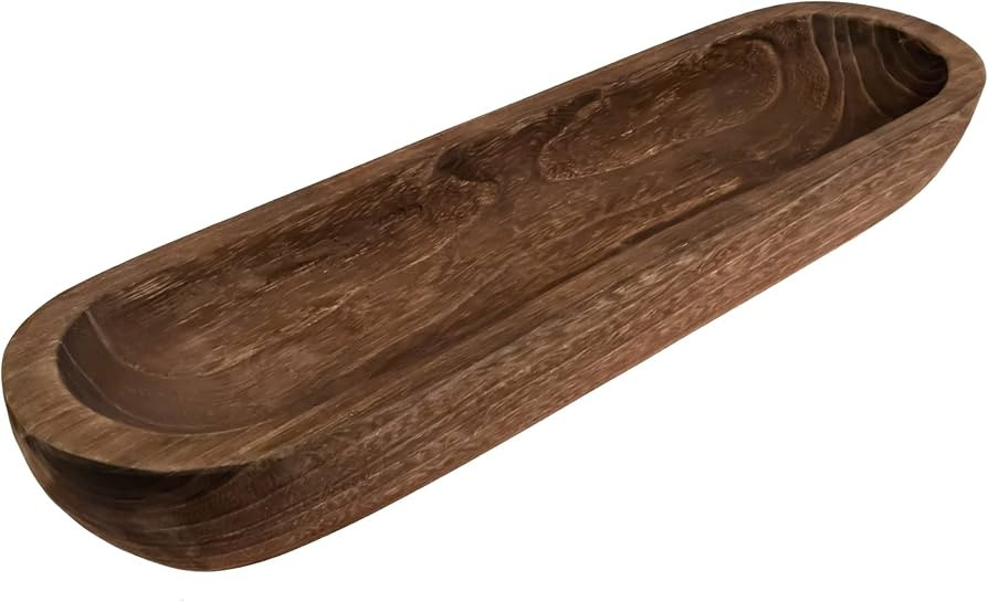 Ochretree Rustic Wooden Dough Bowl - 19.3” Decorative Bowl for Home Decor - Oval-Shaped Wood Do... | Amazon (US)