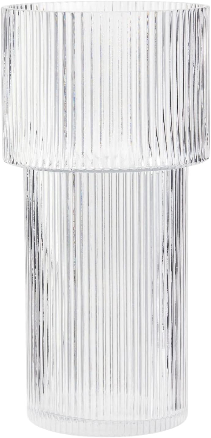 YANWE Clear Glass Vase, Flower Vase for Centerpieces, Ribbed Vase, Tall Vase, Large Glass Vase, M... | Amazon (US)