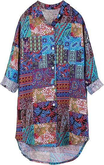 Bianstore Women's Oversized Linen Shirts Blouses Tops Long Sleeve High Low Button Up Shirts | Amazon (US)