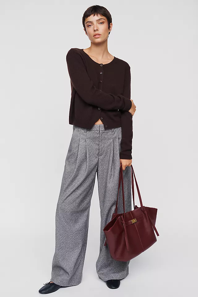 The Avery Wide-Leg Pleated Trousers by Maeve: Brushed Herringbone Edition | Anthropologie (UK)
