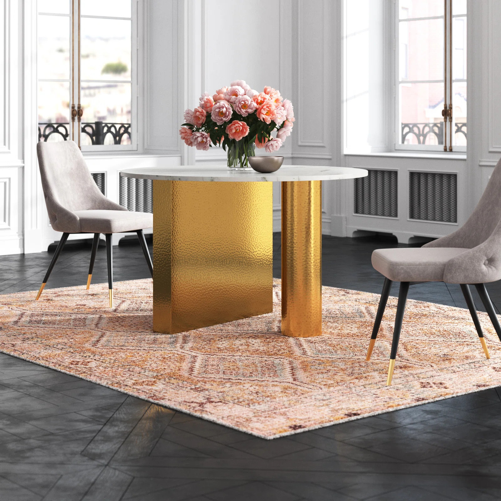 Hemlock Oval Marble Top Metal Base Dining Table | Wayfair North America
