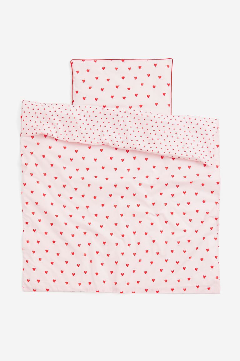 Heart-patterned Crib Duvet Cover Set - Light pink/hearts - Home All | H&M US | H&M (US + CA)
