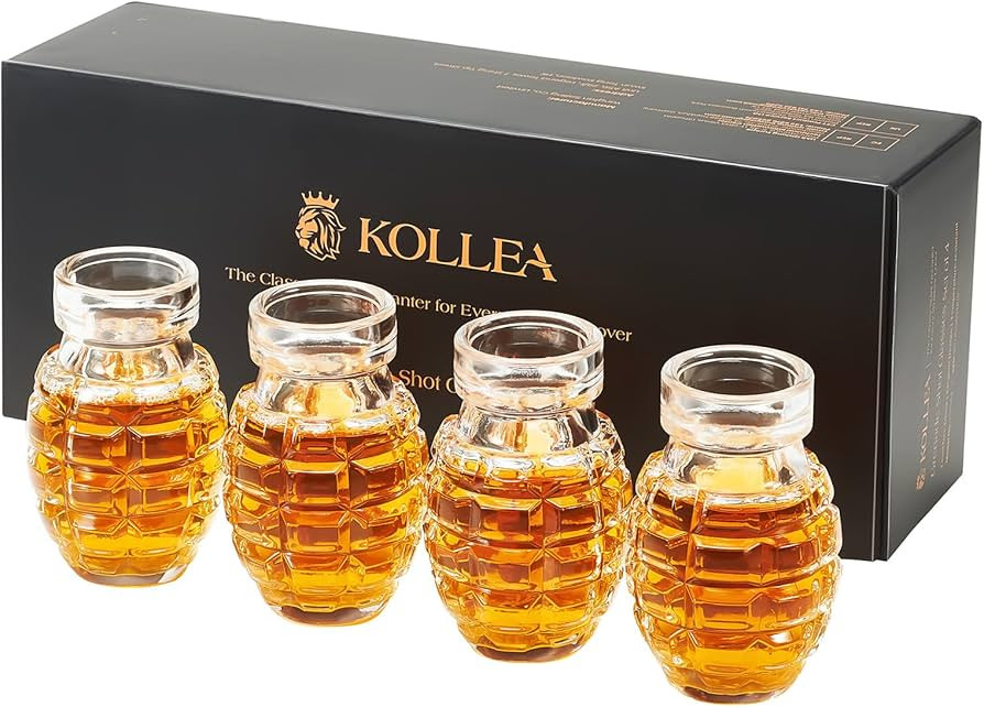 Kollea Grenade Shaped Shot Glass Set, Shot Cups with Heavy Base for Whiskey, Tequila, Vodka, Liqu... | Amazon (US)