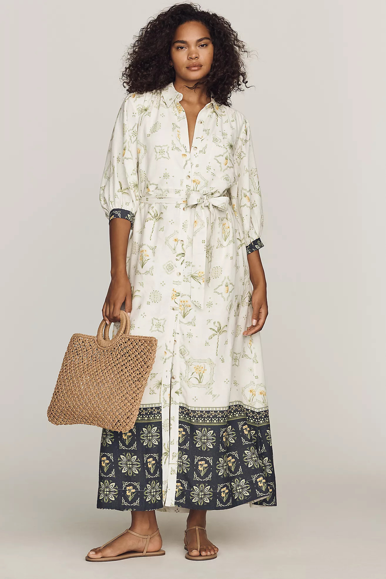 Maeve Mona Linen Maxi Shirtdress | Anthropologie (US)