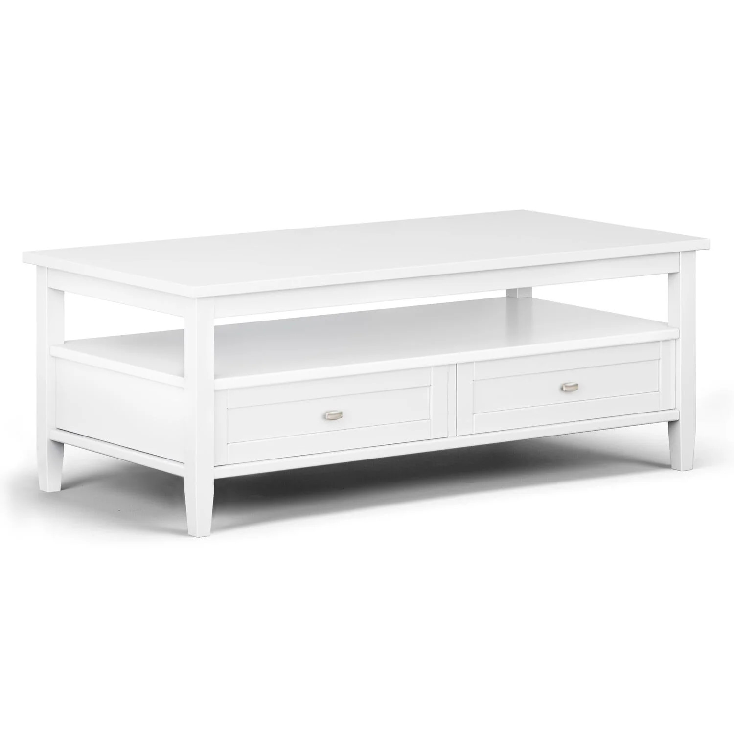 Warm Shaker SOLID WOOD 48 inch Wide Rectangle Transitional Coffee Table in White - Walmart.com | Walmart (US)