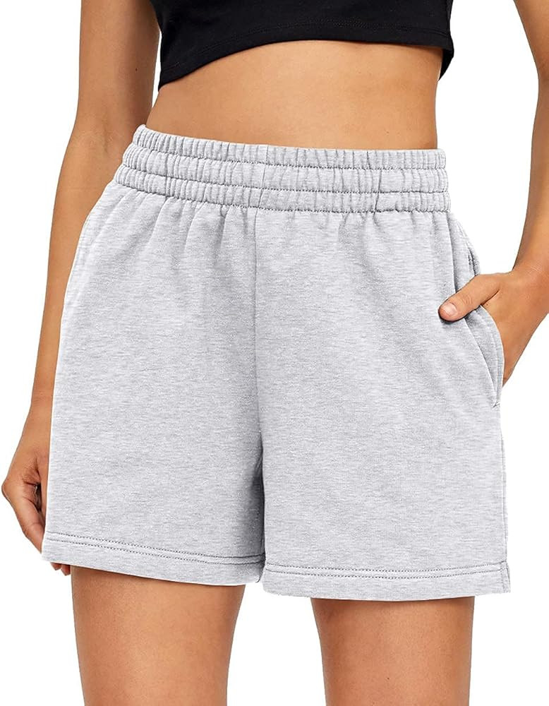 AUTOMET Women's Shorts Casual Summer Drawstring Comfy Elastic High Waist Running Shorts with Pockets | Amazon (US)