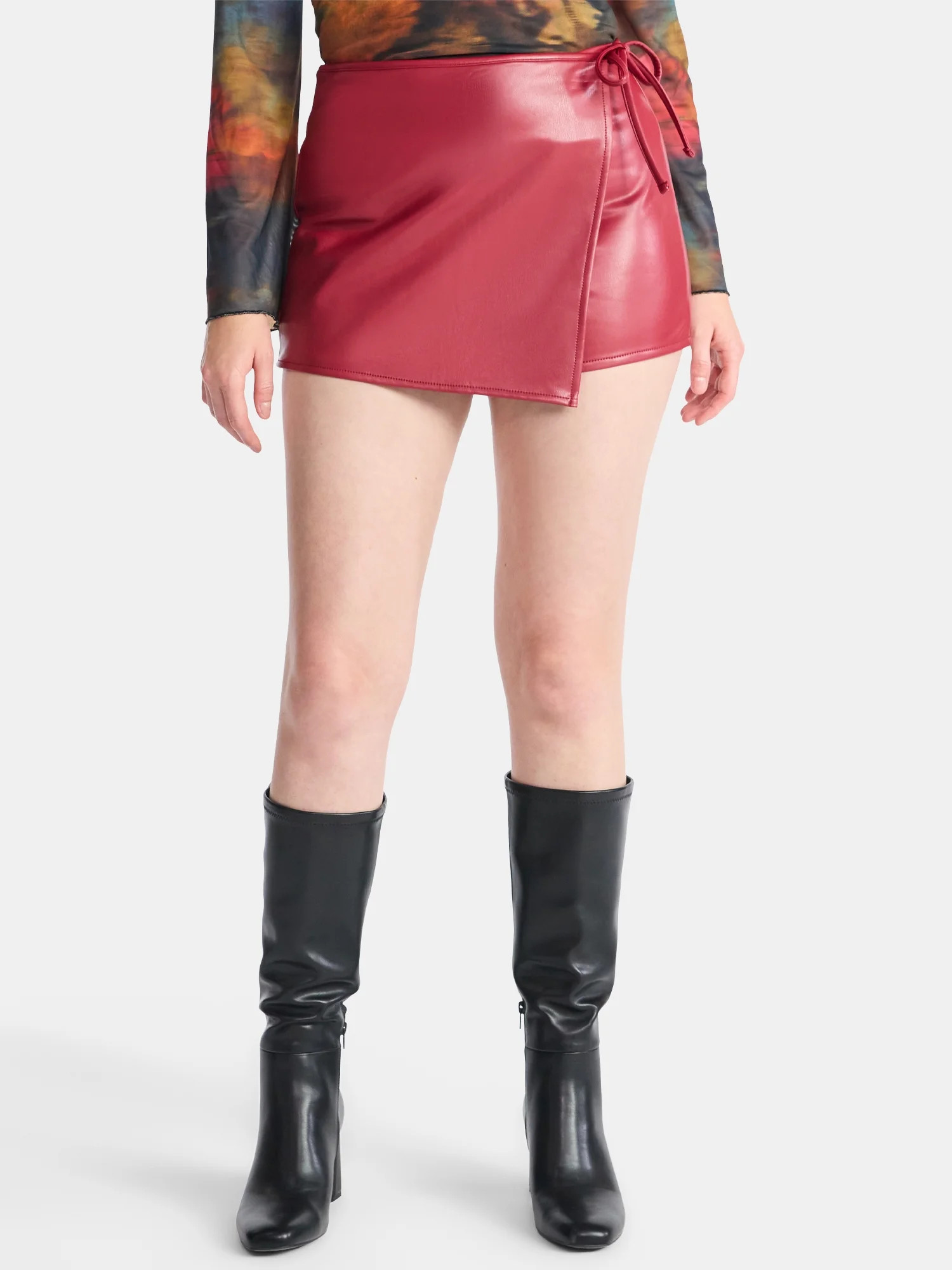 Madden NYC Women's Faux Leather Wrap Skort | Walmart (US)