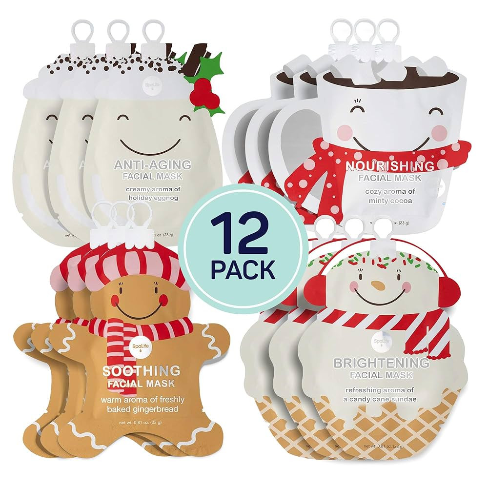 SpaLife Holiday Treats Facial Masks 12-Pack Assorted - Festive Christmas Skincare for Hydration a... | Amazon (US)