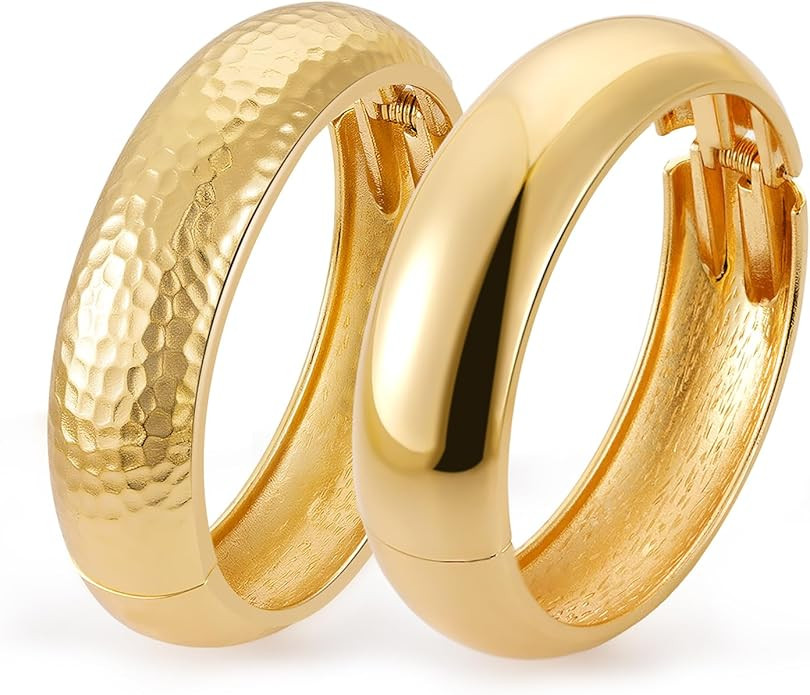 Fashion this season F&S Chunky Trendy Gold Cuff Bracelets Sets, 2026 New Polished for Long-lastin... | Amazon (US)