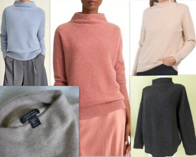 TAHARI Funnel Neck 100% 2-PLY Cashmere Sweater SOFT LUXE Taupe Beige | eBay | eBay US