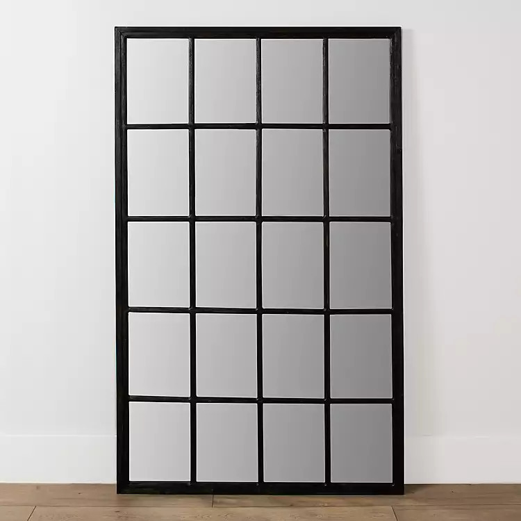 Grande Black Window Pane Leaner Mirror | Kirkland's Home