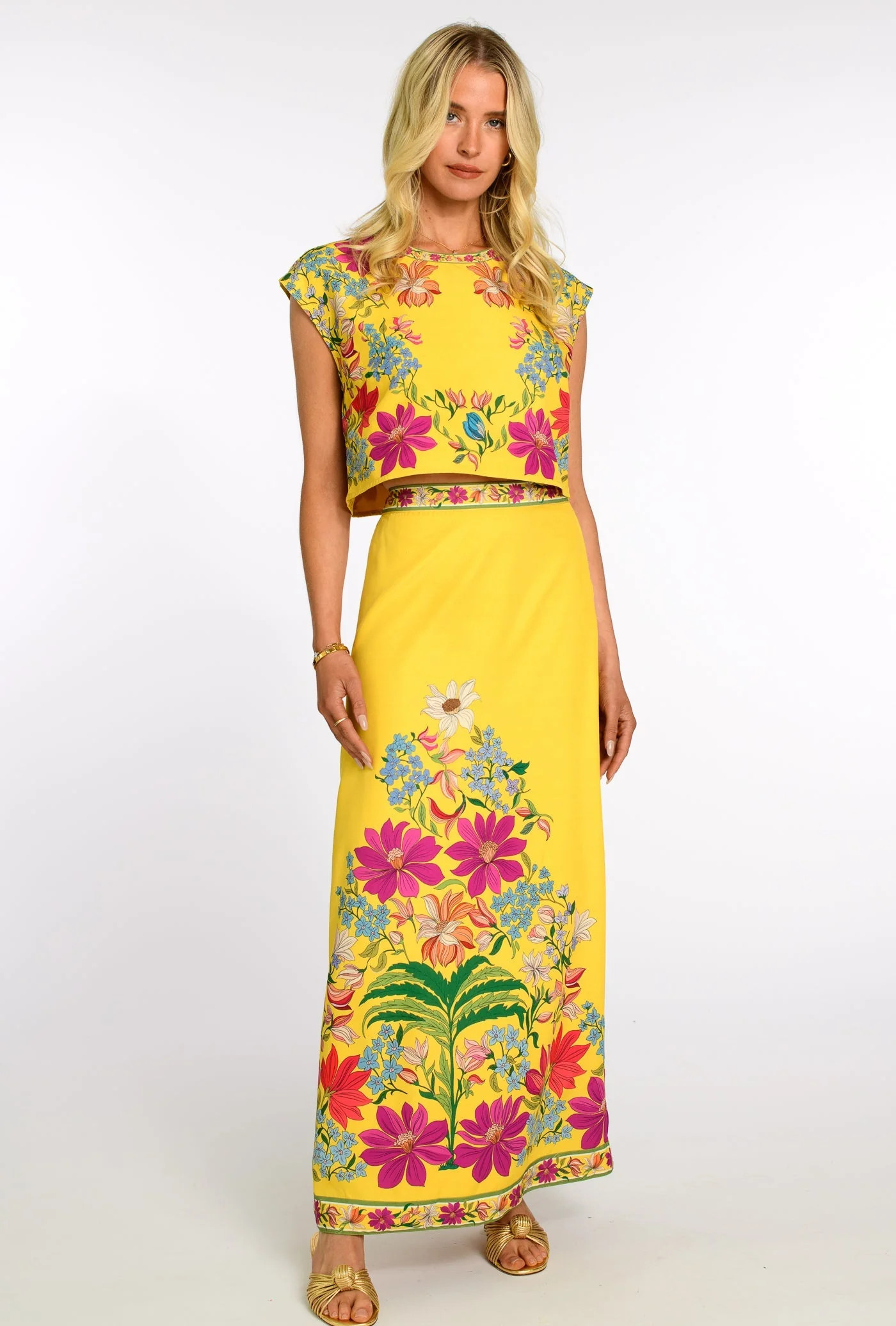 Mila Skirt in Tapestry Yellow | Elizabeth James The Label