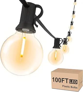 Svater Outdoor String Lights 100ft, Patio Lights Outside with 52 Shatterproof LED Edison G40 Bulb... | Amazon (US)