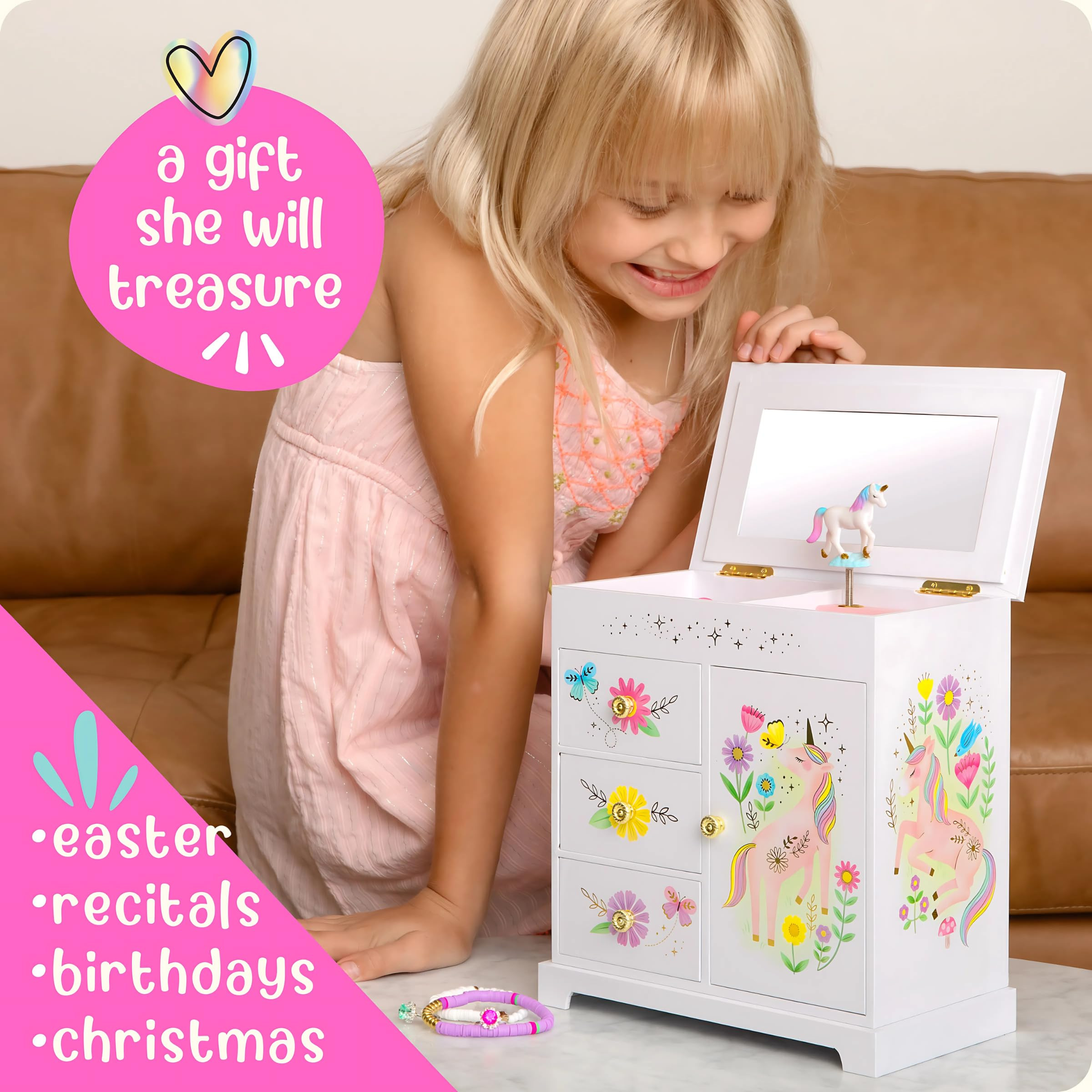 Unicorn Musical Jewelry Box for Girls - Unicorn Toys for Girls Age 4-6 - Kids Jewelry Box with Dr... | Amazon (US)