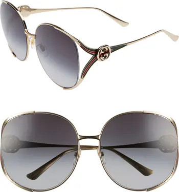 63mm Gradient Oversize Open Temple Round Sunglasses | Nordstrom