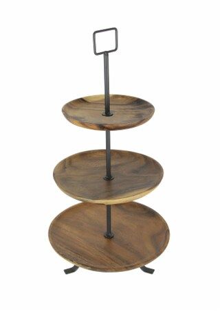 Rustic Round Wood Standing 3 Tier Display Serving Tray | Kroger