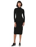 The Drop Women's Alyssa Fitted Long Sleeve Funnel Neck Ribbed Midi Bodycon Dress, Black, XS | Amazon (US)