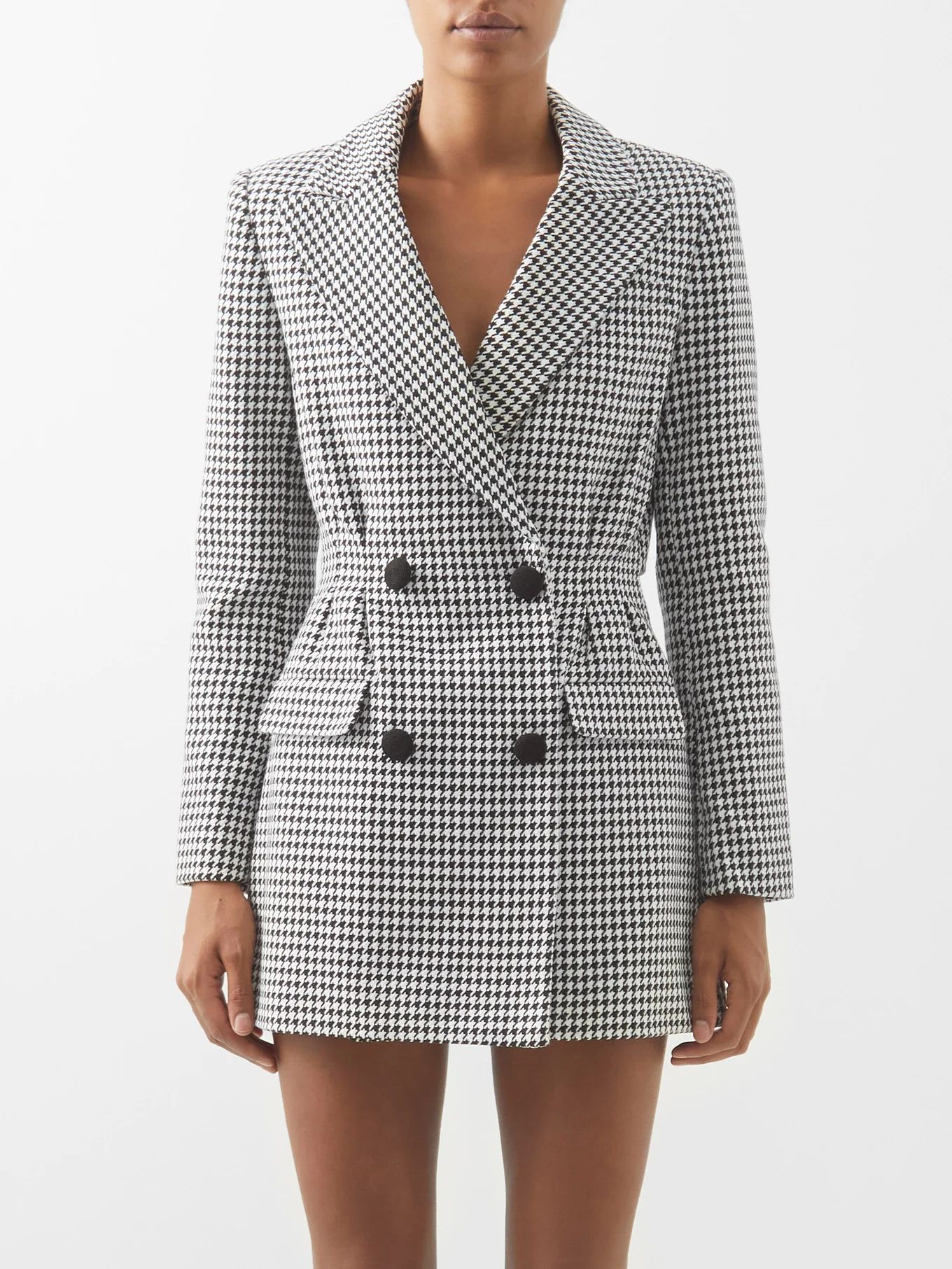 Double-breasted houndstooth blazer mini dress | Self-Portrait | Matches (US)