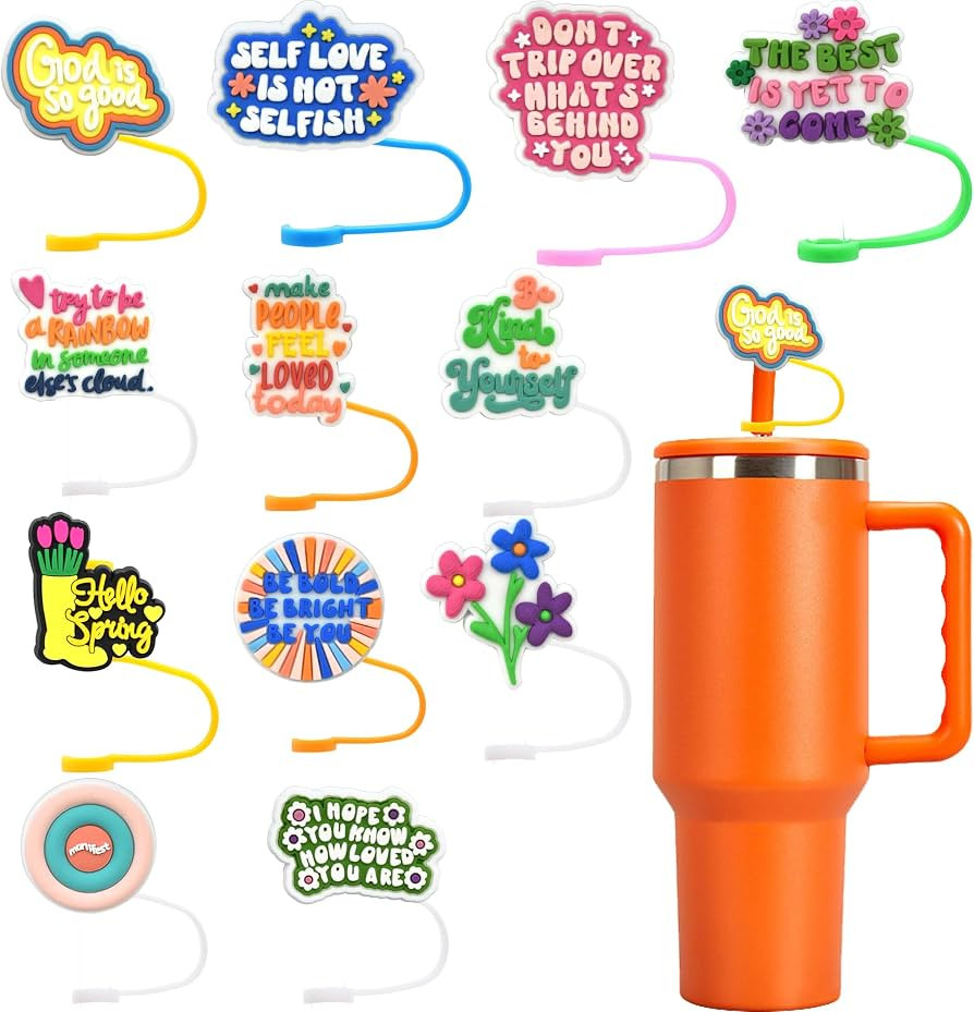 12pcs Straw Cover Cap,Reusable Drinking Straw Toppers for Stanley Cup 30&40 Oz Tumbler Accessorie... | Amazon (US)