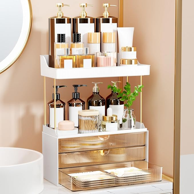 3 Drawers Makeup Organizer - 5 Tier Bathroom Counter Organizers and Storage, Versatile Perfume Va... | Amazon (US)