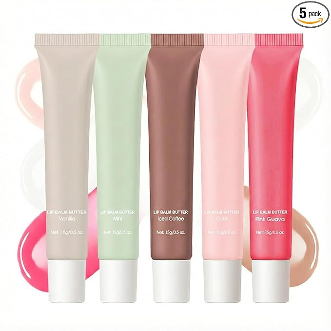 5Pcs Summer Tinted Lip Butter Balm - Ultra-Hydrating, Nourishing Lip Care with Natural Ingredient... | Amazon (US)