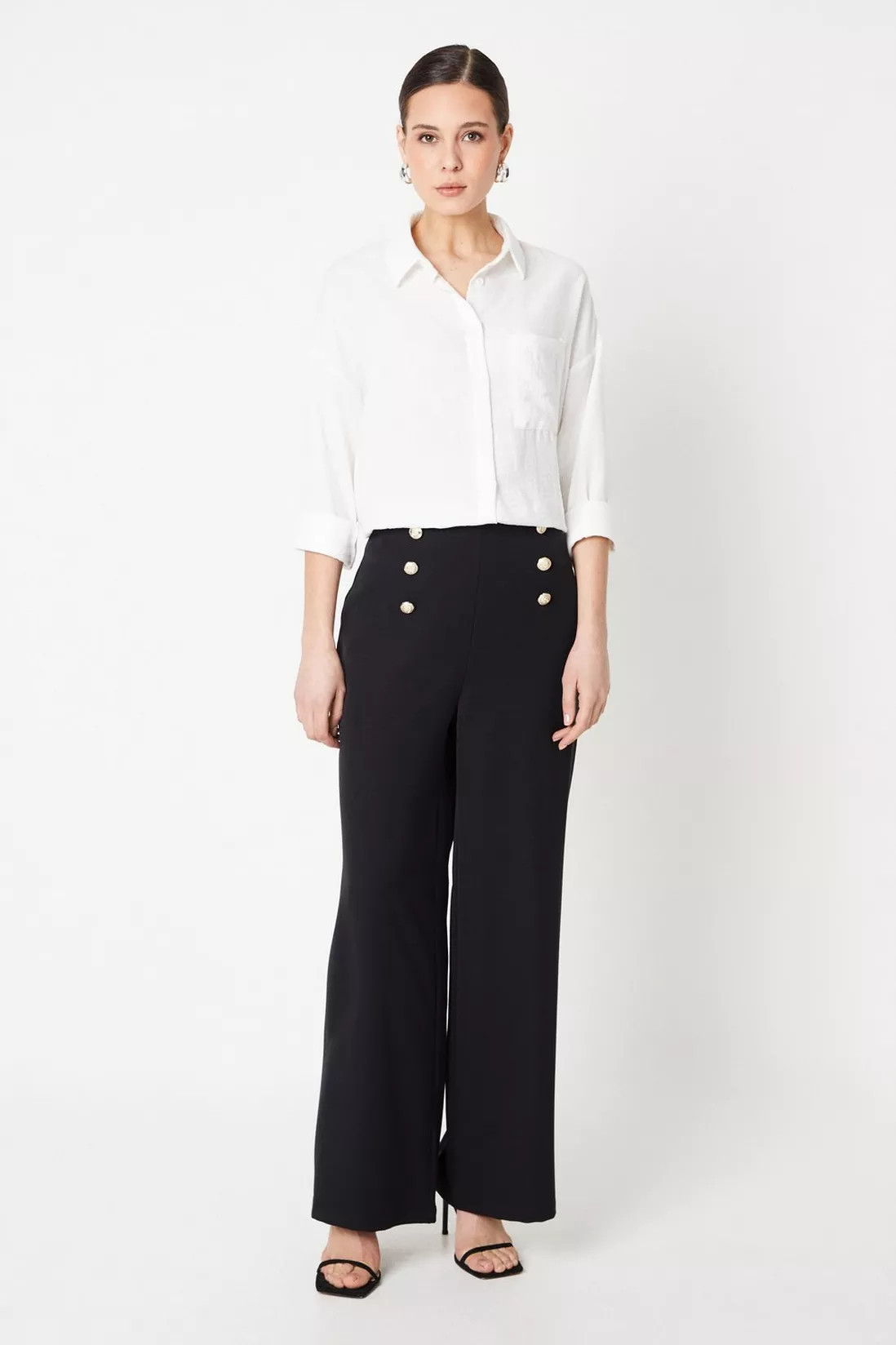 Button Front Straight Leg Trousers | Debenhams UK