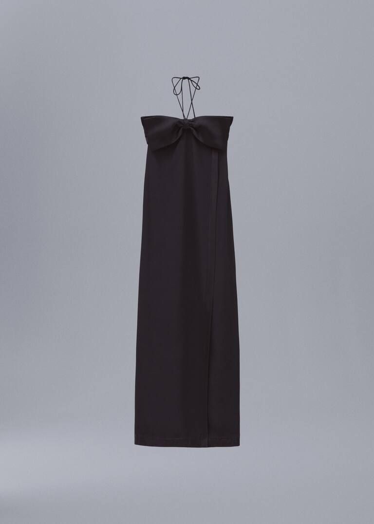 Crossed dress with bow neckline -  Women | Mango USA | MANGO (US)