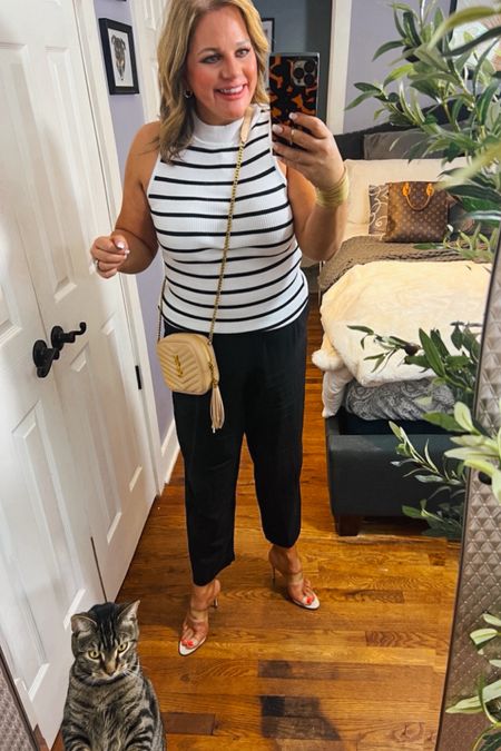 You seemed yo love the casual striped tank and linen pants outfit I showed earlier this week. So, here is another one! This time, from Amazon! This tank is a bit longer. It’s perfect for tucking in. These pants are super comfortable. Pull on with a straight fit. This is a great work outfit. It would also be great for a casual night out. These heels are a bit high for me, still though.. I love them! Also linked is a very similar pair that is a big time savings!
Summer outfit, spring outfit, work outfit, preppy, heels, strapping heels, YSL

#LTKworkwear #LTKSeasonal #LTKfindsunder50
