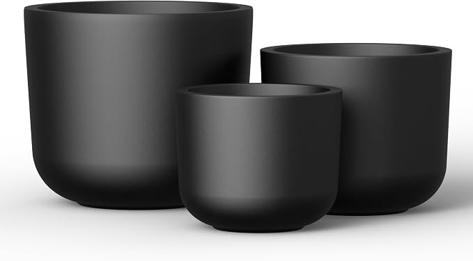 Kante Set of 3 Black Concrete Capsule Round Planters for Modern Home | Handcrafted, Premium, Dura... | Amazon (US)
